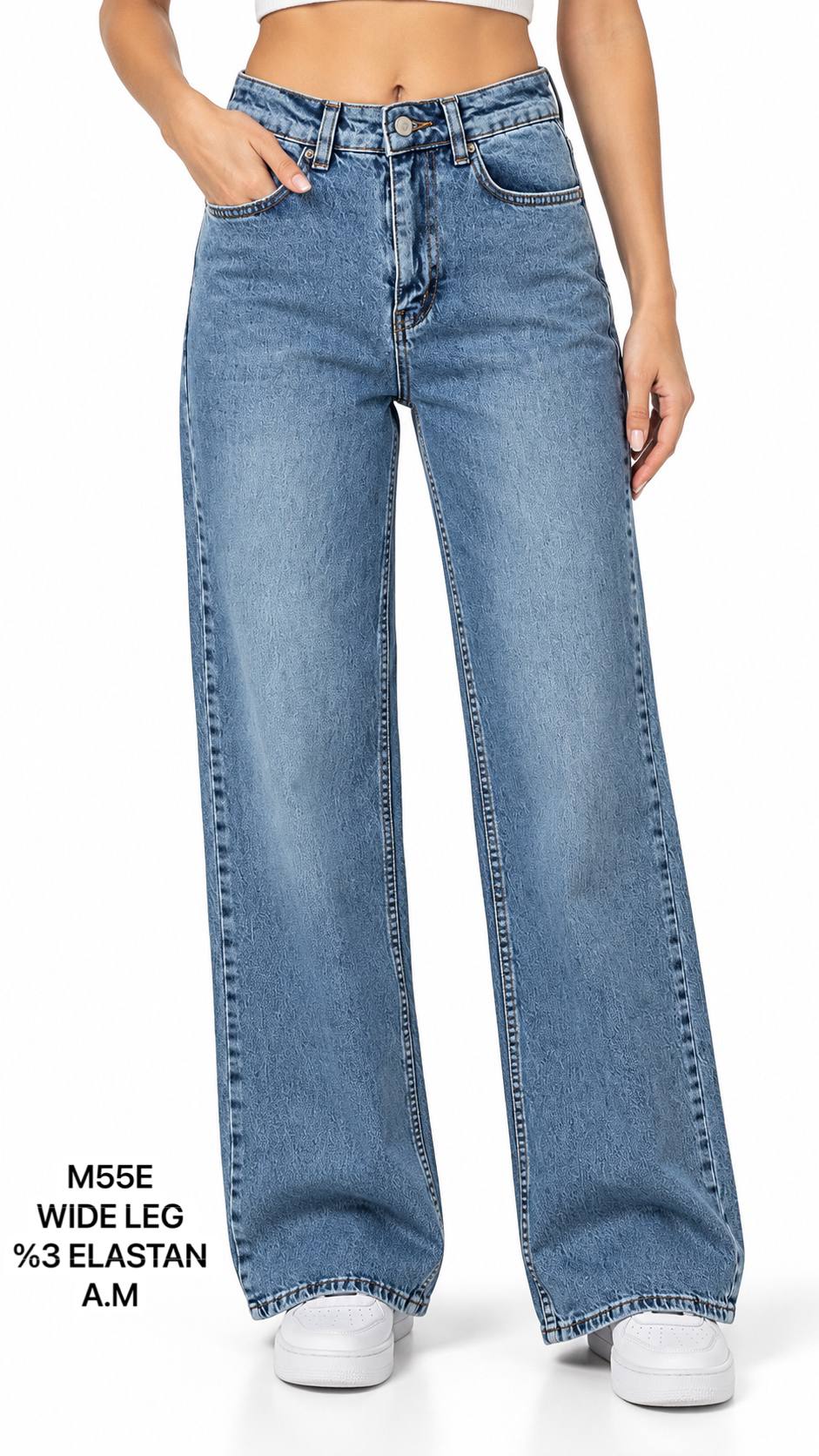 ELASTAN WIDELEG DENİM PANTOLON görsel 10
